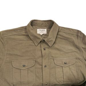 Filson Moleskin Seattle Shirt XL Green Lovat Cotton Button Front Workwear